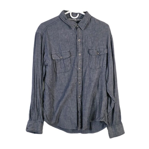 Tony Hawk Men's Large Blue Short Sleeve Button Up Shirt * MISSING (1) BUTTON - Picture 1 of 8